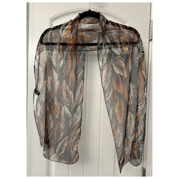 New Dana Herbert 100% Silk Scarf Handmade in Oregon 12"x58” Black, Brown, White - Picture 2 of 3
